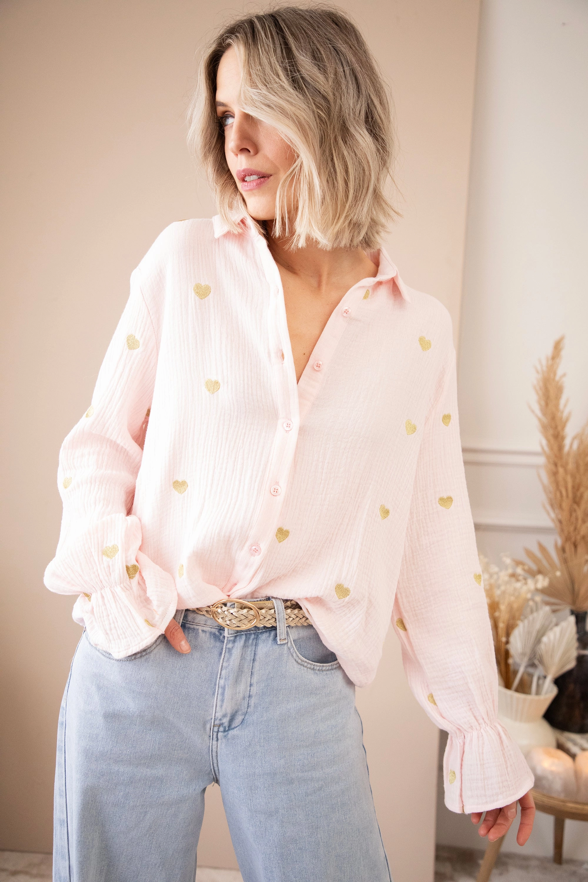 With All My Heart Soft Pink/Gold - Blouse