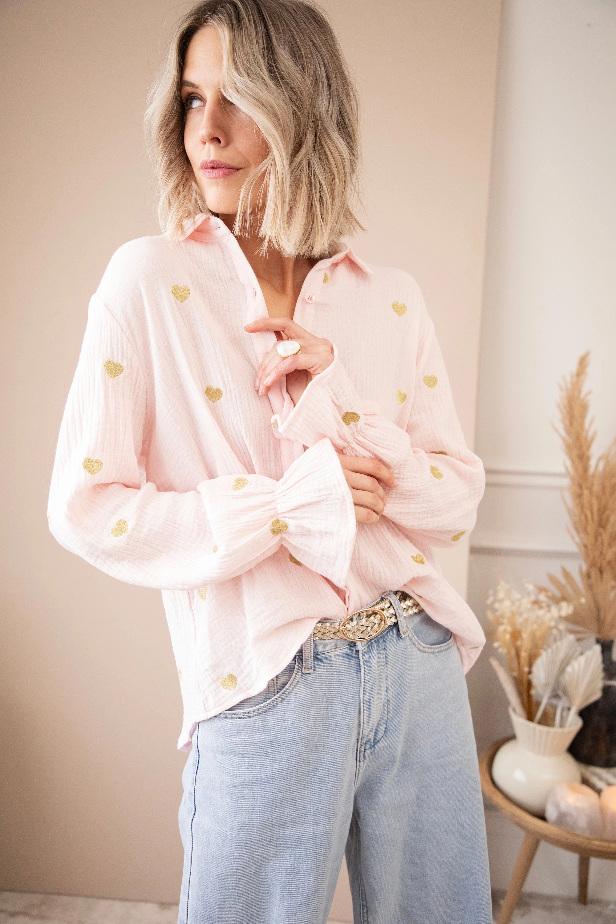 With All My Heart Soft Pink/Gold - Blouse