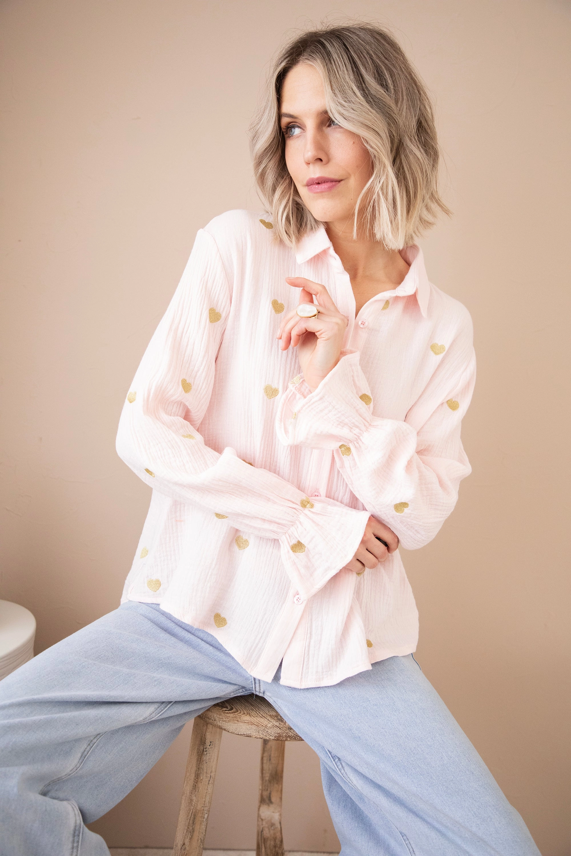With All My Heart Soft Pink/Gold - Blouse